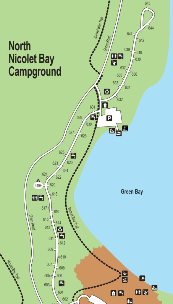 North Nicolet Bay Campground, sites 601–644