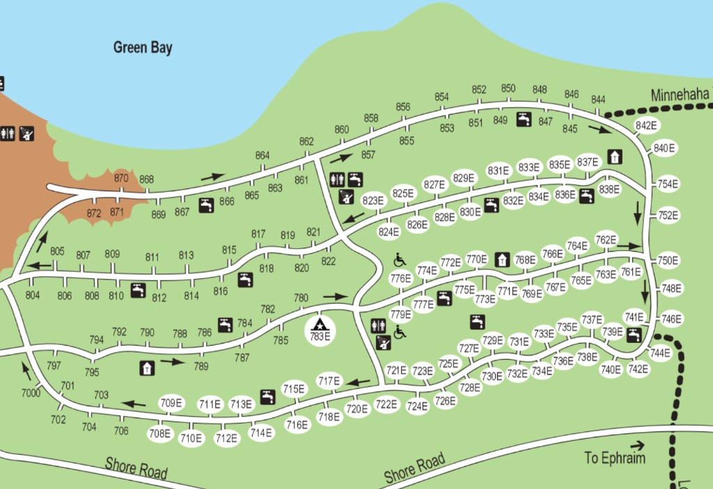South Nicolet Bay Campground, sites 700s–800s